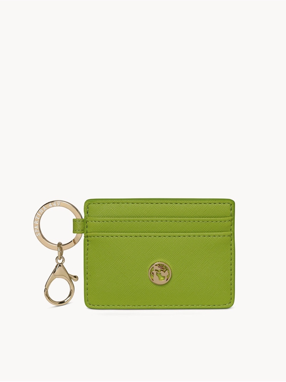 Spartina 449 Lime Green Leather Card Holder with Gold Key Ring